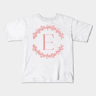 Pink Monogram- Letter E Kids T-Shirt